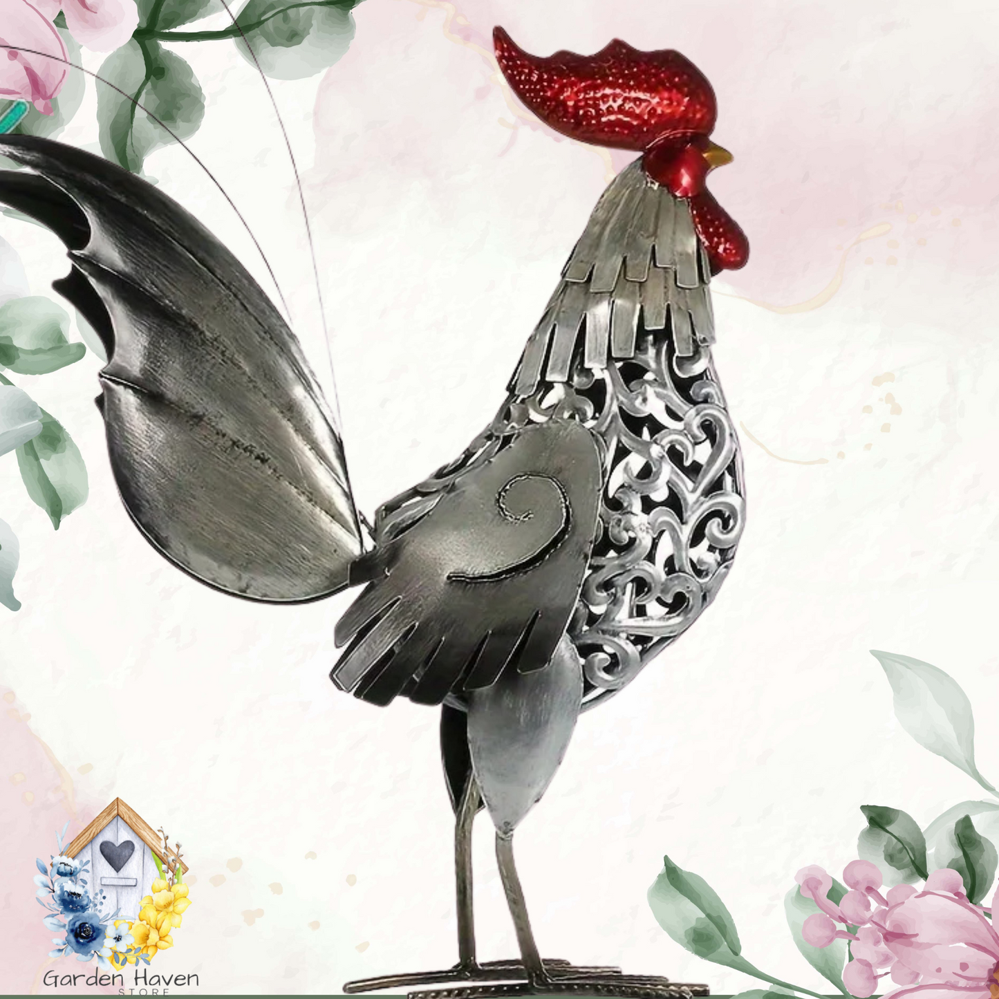 Metal Rooster,Chicken Sculpture,Rooster Sculpture,Handmade Decor,Metal Rooster,Metal Chicken,Bird Garden Decoration,Outdoor bird sculpture