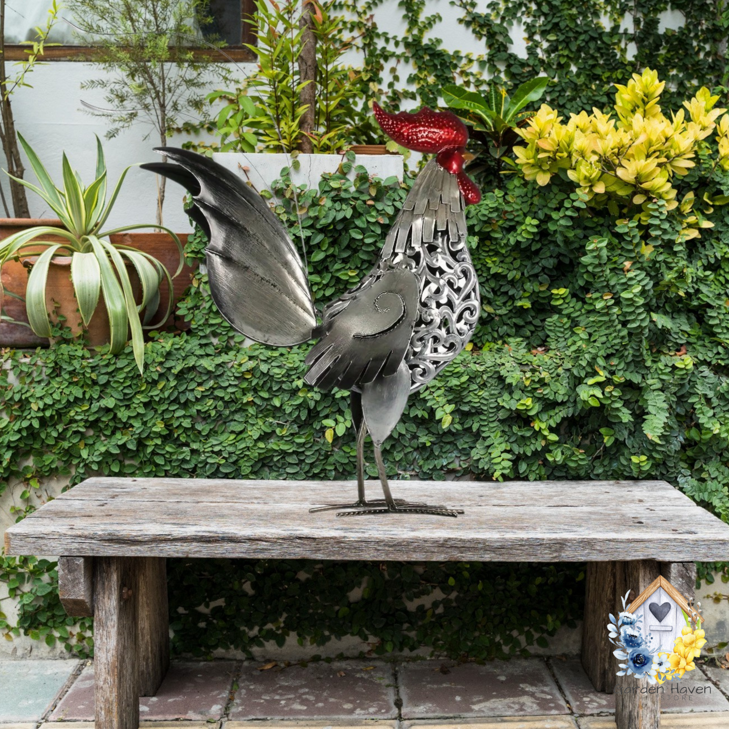 Metal Rooster,Chicken Sculpture,Rooster Sculpture,Handmade Decor,Metal Rooster,Metal Chicken,Bird Garden Decoration,Outdoor bird sculpture