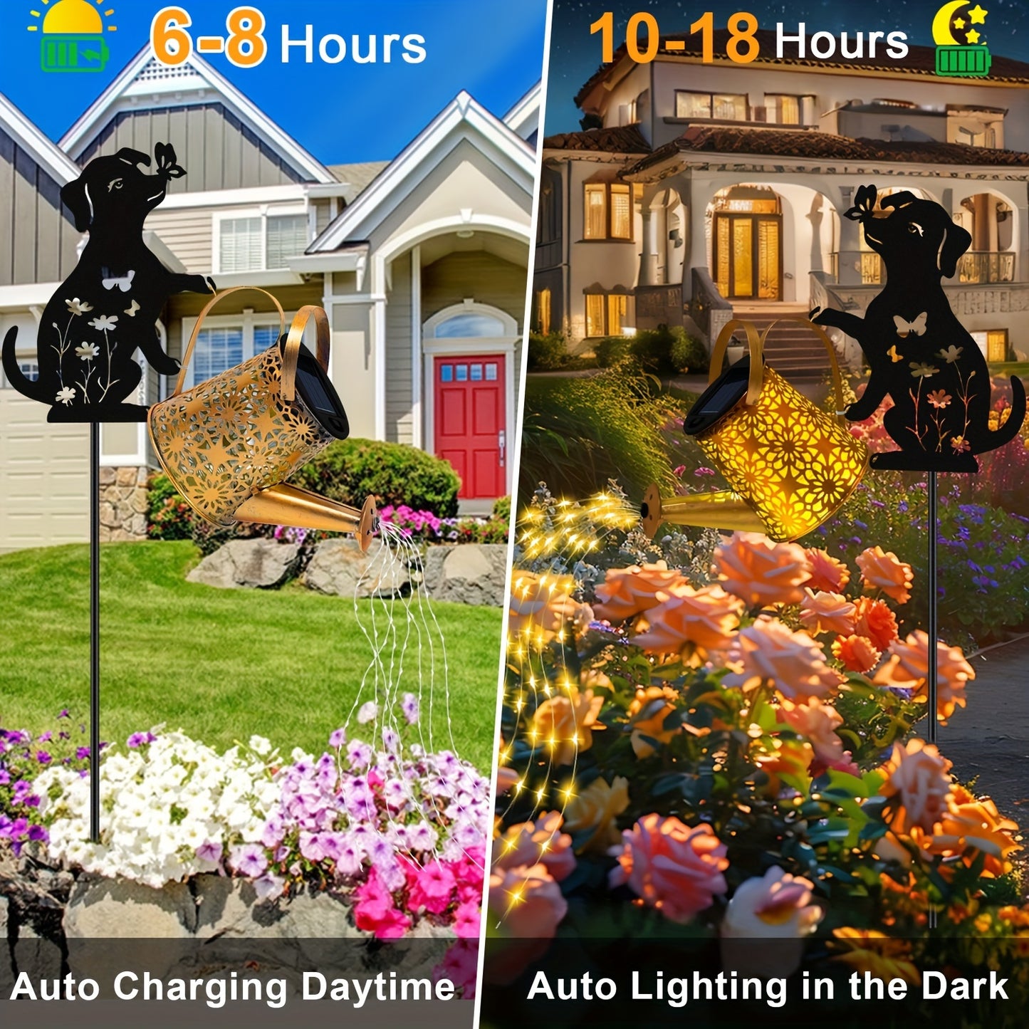 Solar Dog Garden Light, Metal Dog Silhouette Décor, Outdoor Solar Yard Light, LED Dog Pathway Lamp, Weatherproof Garden Decoration, Solar Animal Lantern