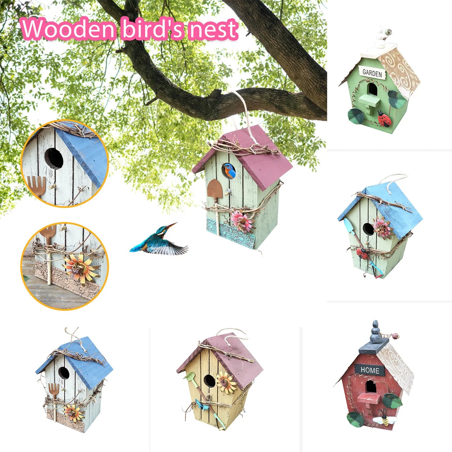 Wood bird House,Hummingbird House,Natural Hummingbird Nest,Hummingbird Home Decor,Natural Bird Nest,Outdoor Bird House,Hummingbird House, Hummingbird Nesting Box