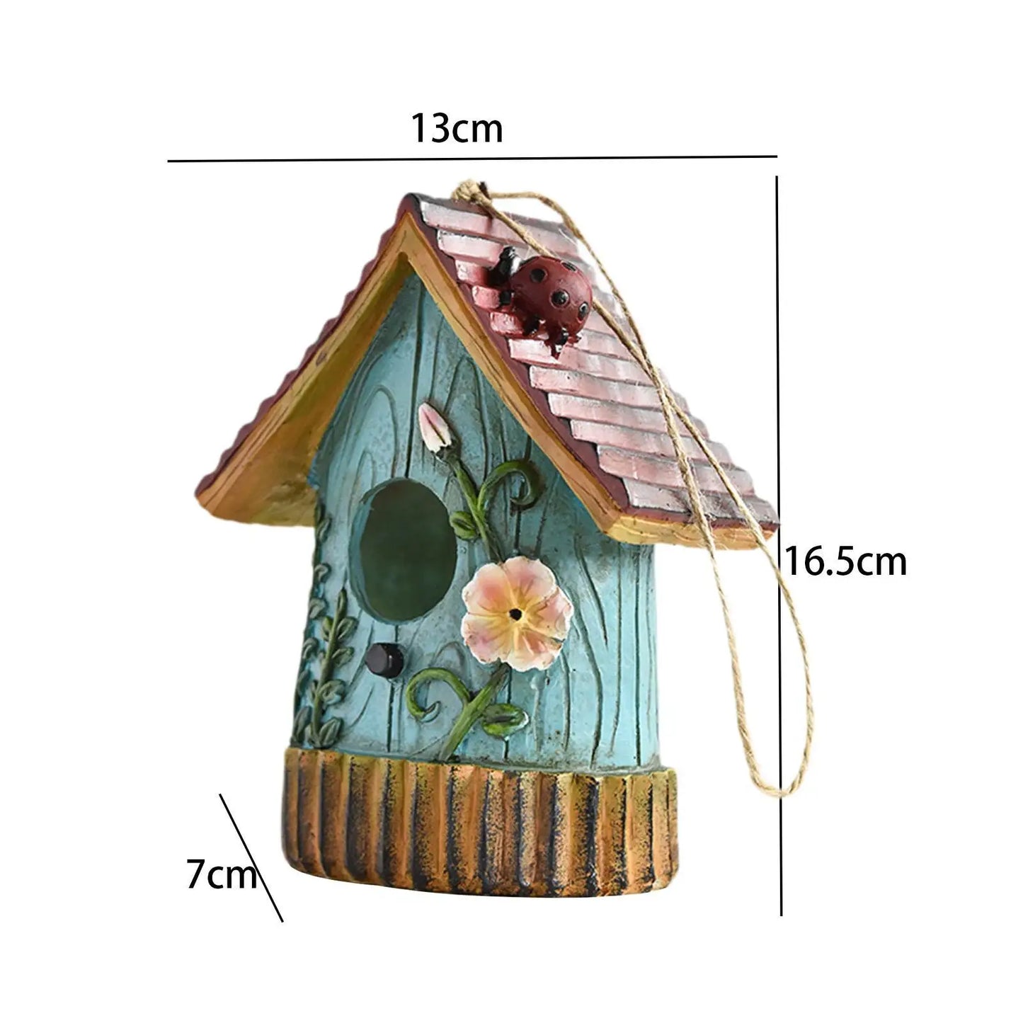 Resin Bird House,Hanging Bird House,Garden Hanging Decor,Outdoor Bird House,Decorative Birdhouse