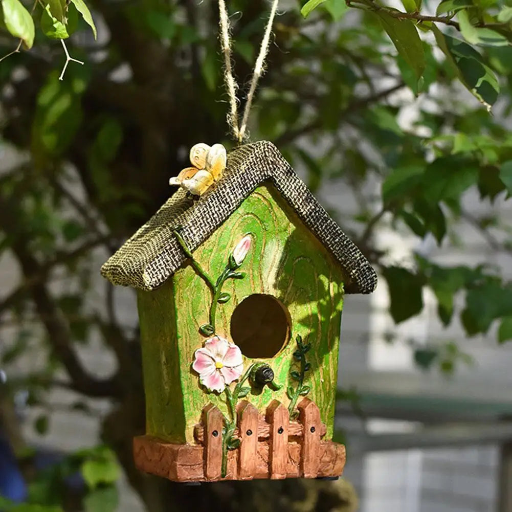 Resin Bird House,Hanging Bird House,Garden Hanging Decor,Outdoor Bird House,Decorative Birdhouse