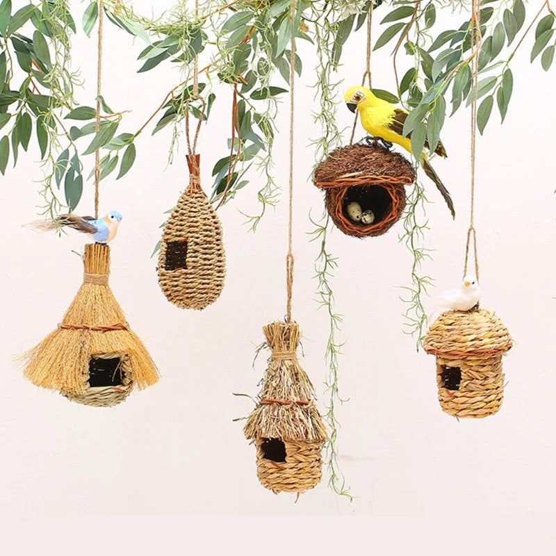 Bird House, Outdoor Decor, Hanging Birdhouse, Nesting Box, Backyard Shelter, Decorative Birdhouse, Natural Wood