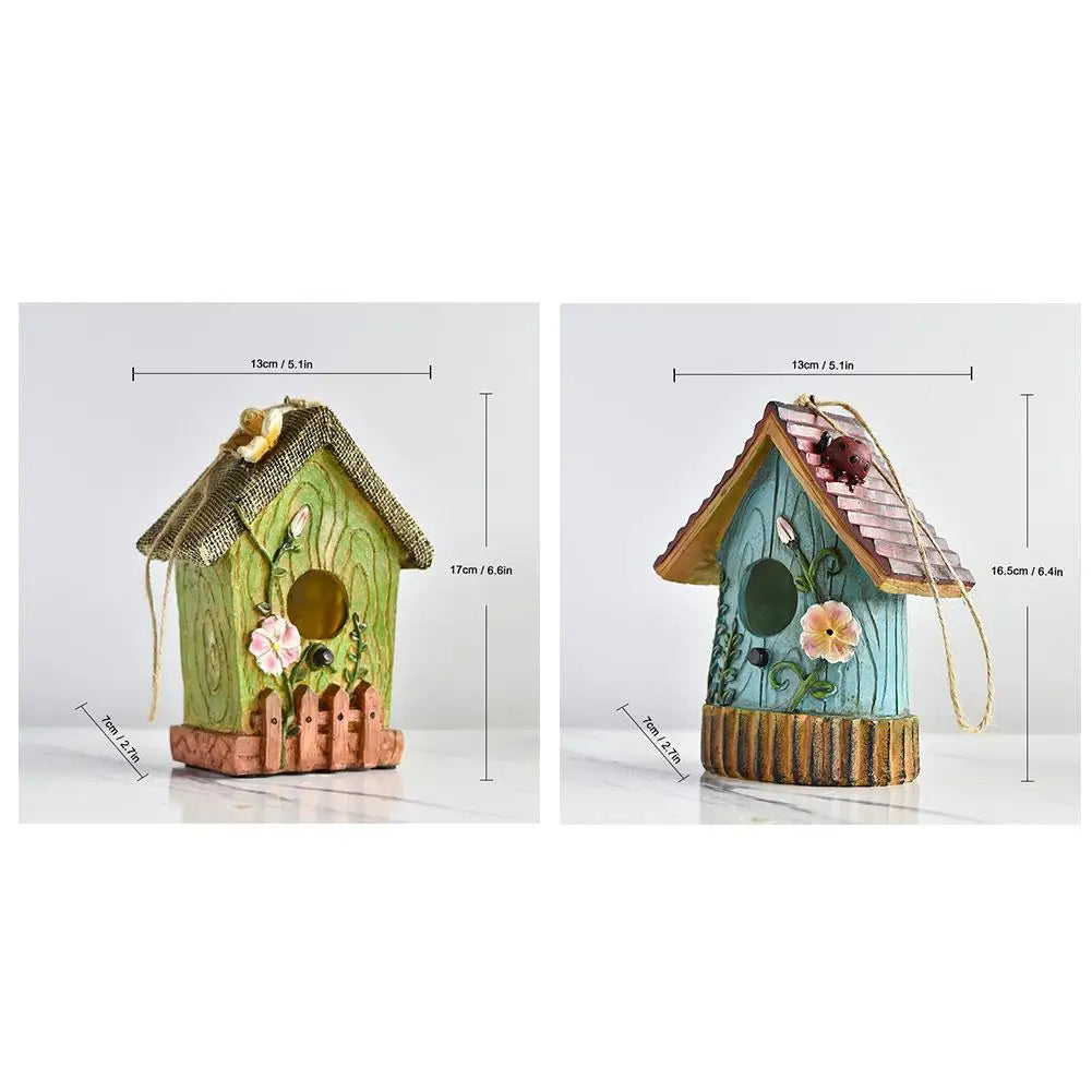 Resin Bird House,Hanging Bird House,Garden Hanging Decor,Outdoor Bird House,Decorative Birdhouse