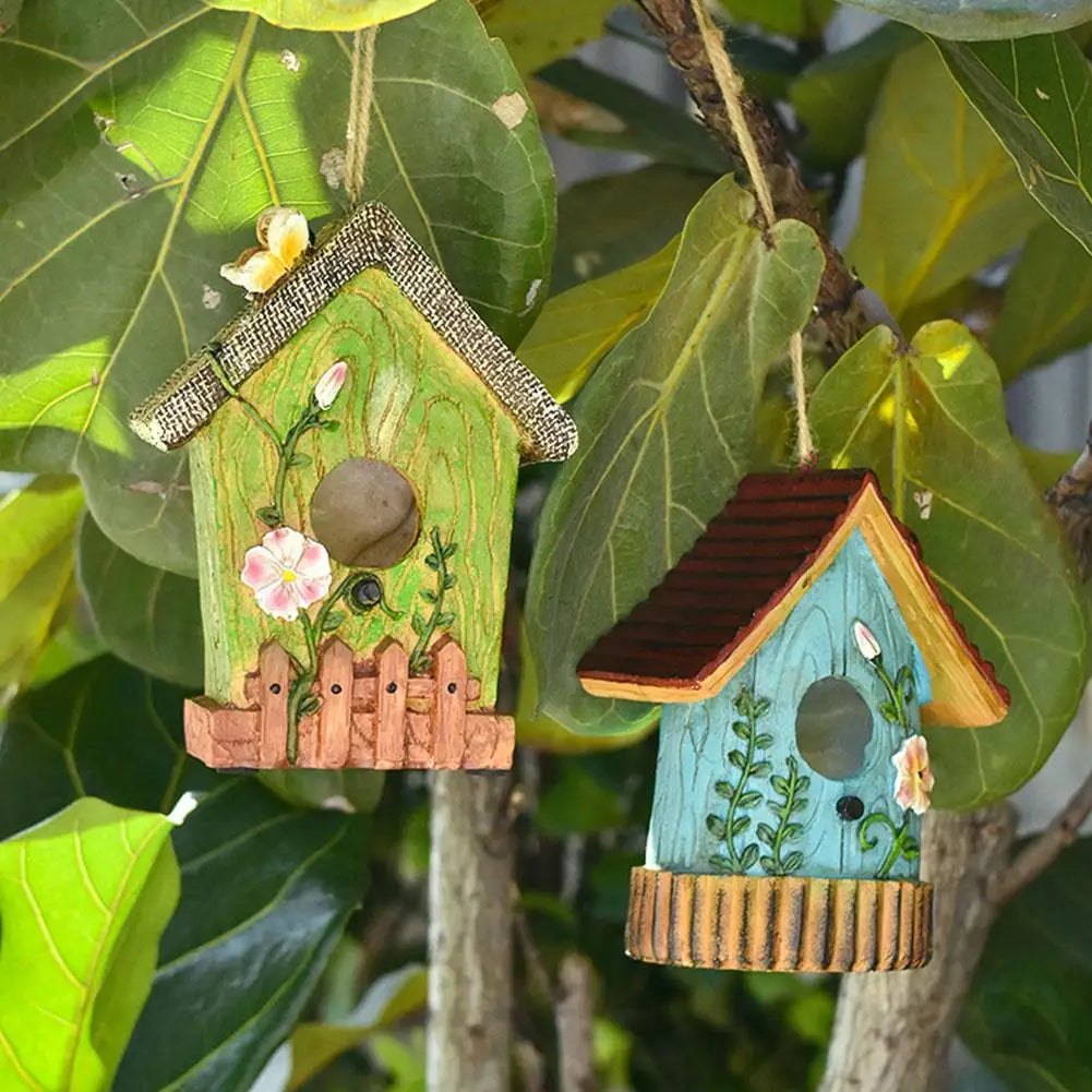 Resin Bird House,Hanging Bird House,Garden Hanging Decor,Outdoor Bird House,Decorative Birdhouse