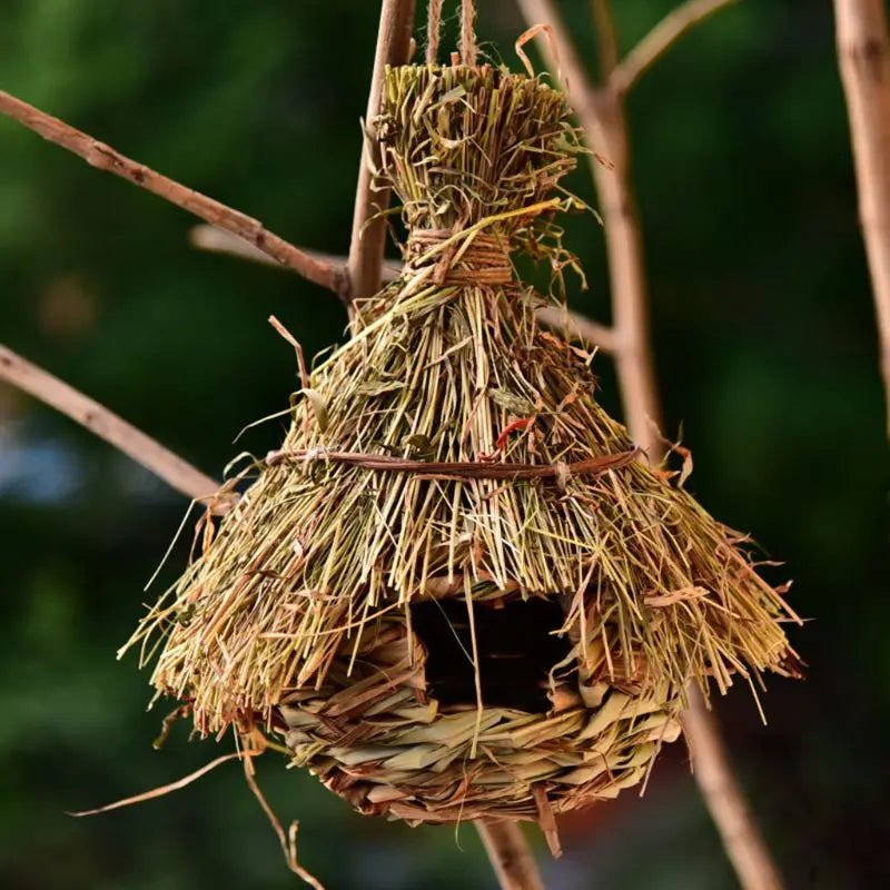 Bird House, Outdoor Decor, Hanging Birdhouse, Nesting Box, Backyard Shelter, Decorative Birdhouse, Natural Wood