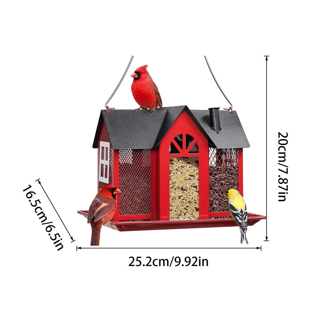 Bird Feeders For Outdoors Metal Bird Garden Feeders Rain/Wind-Proof Cottage Bird Feeder Large-Capacity Bird Food Feeder With 3