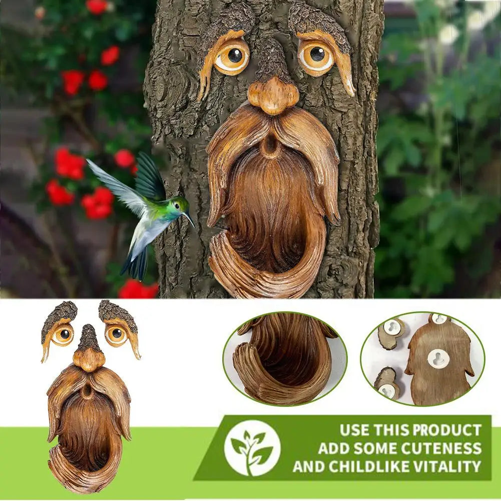 Bird Feeder, Tree Face ,Courtyard  Decore, Yard Garden Decoration, Tree Face Decoration