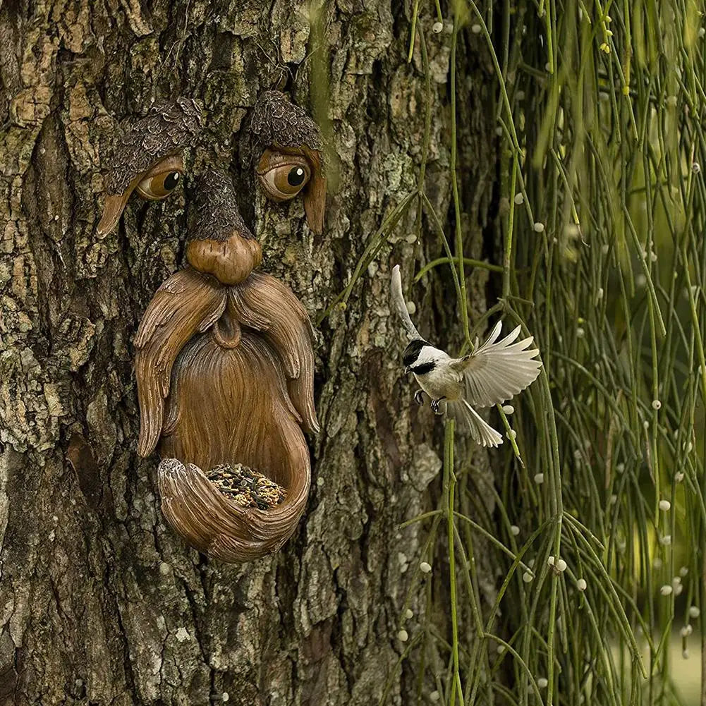 Bird Feeder, Tree Face ,Courtyard  Decore, Yard Garden Decoration, Tree Face Decoration