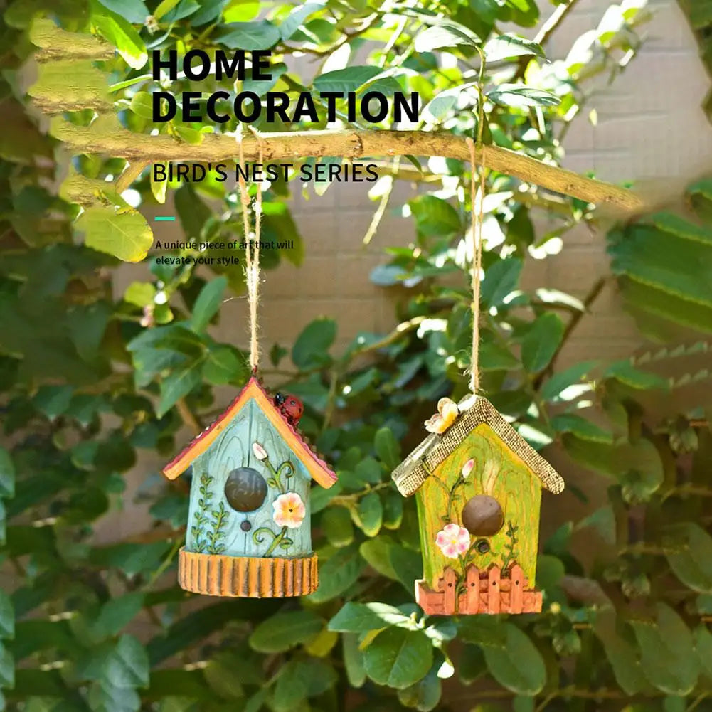 Resin Bird House,Hanging Bird House,Garden Hanging Decor,Outdoor Bird House,Decorative Birdhouse