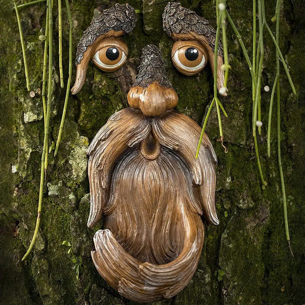 Bird Feeder, Tree Face ,Courtyard  Decore, Yard Garden Decoration, Tree Face Decoration