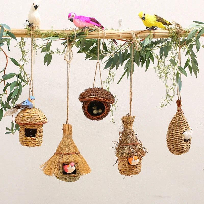 Bird House, Outdoor Decor, Hanging Birdhouse, Nesting Box, Backyard Shelter, Decorative Birdhouse, Natural Wood