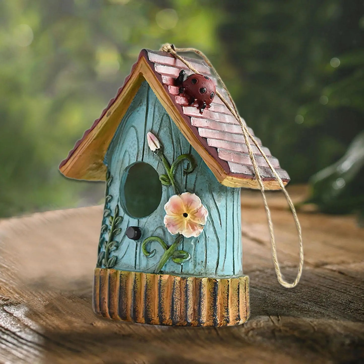 Resin Bird House,Hanging Bird House,Garden Hanging Decor,Outdoor Bird House,Decorative Birdhouse