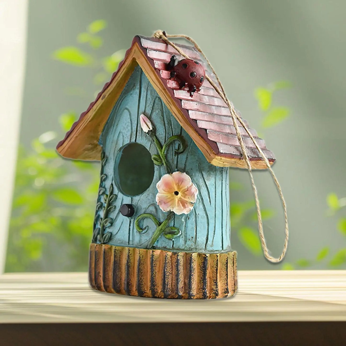 Resin Bird House,Hanging Bird House,Garden Hanging Decor,Outdoor Bird House,Decorative Birdhouse