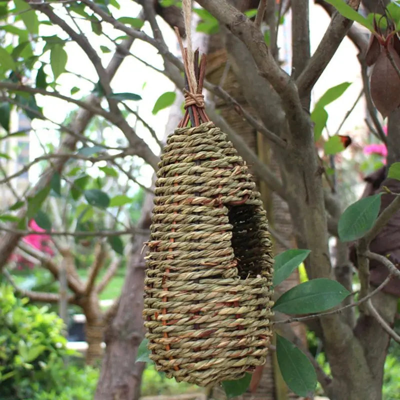 Bird House, Outdoor Decor, Hanging Birdhouse, Nesting Box, Backyard Shelter, Decorative Birdhouse, Natural Wood