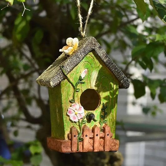 Resin Bird House,Hanging Bird House,Garden Hanging Decor,Outdoor Bird House,Decorative Birdhouse