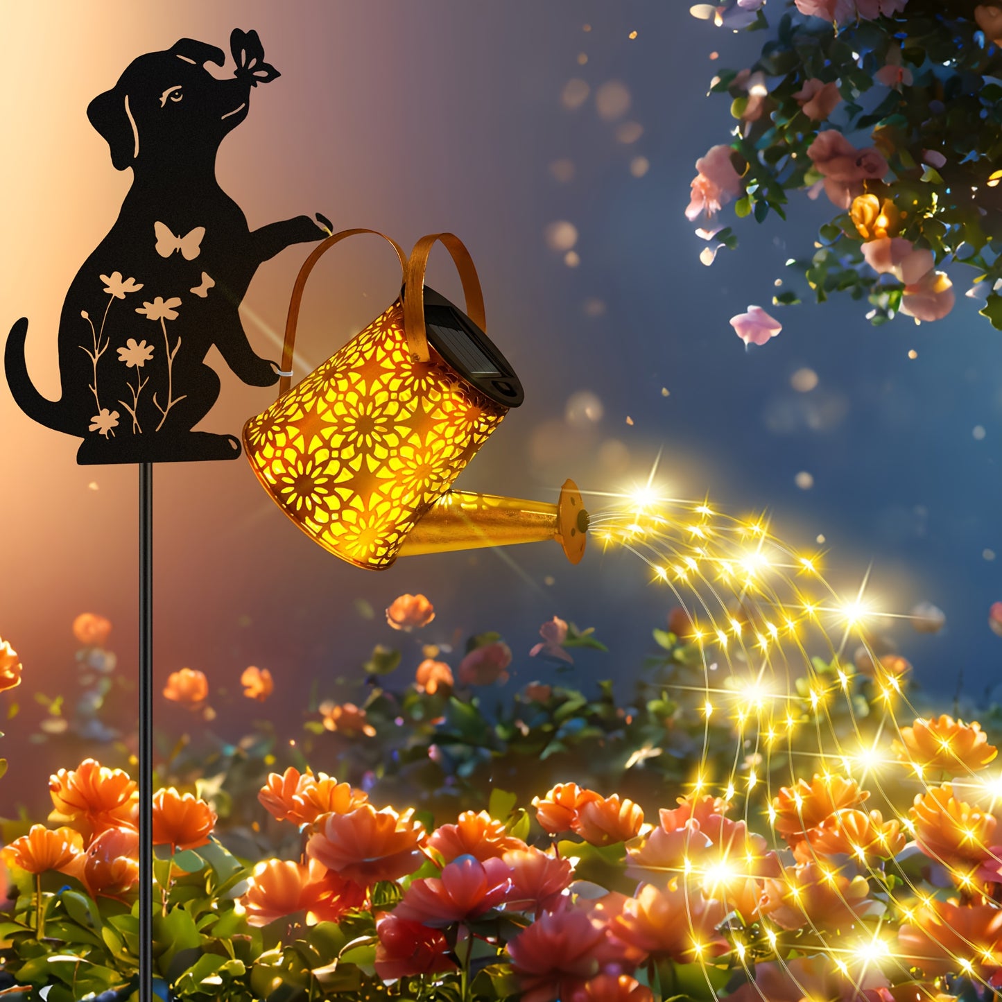 Solar Dog Garden Light, Metal Dog Silhouette Décor, Outdoor Solar Yard Light, LED Dog Pathway Lamp, Weatherproof Garden Decoration, Solar Animal Lantern